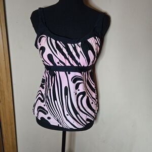 ZeroXposur Pink and Black Swirl Tankini Size 10